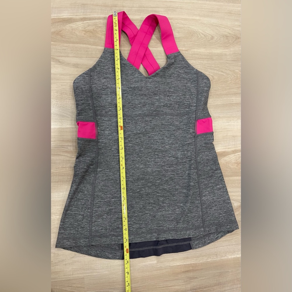 Sz.8-Lululemon Gray Pink Push Your Limits Tank Top Mesh Back - Picture 10 of 11